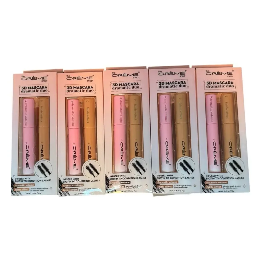 Lot of 5 The Crème Shop 3D Mascara Dramatic Duo Volumizing Lengthening Black